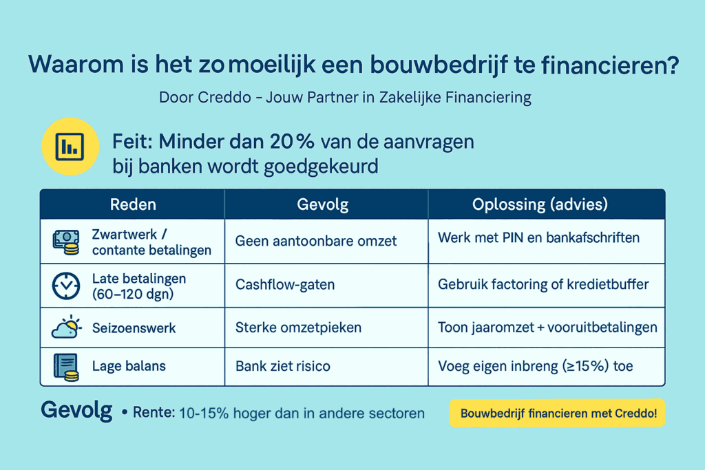 Waarom het moeilijk is een bouwbedrijf financieren