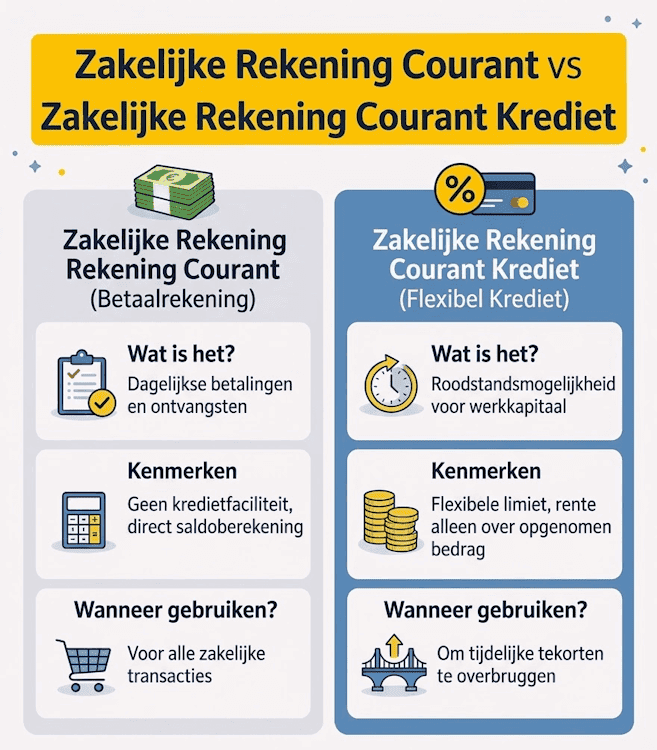 Zakelijke rekening courant vs zakelijke rekening courant krediet