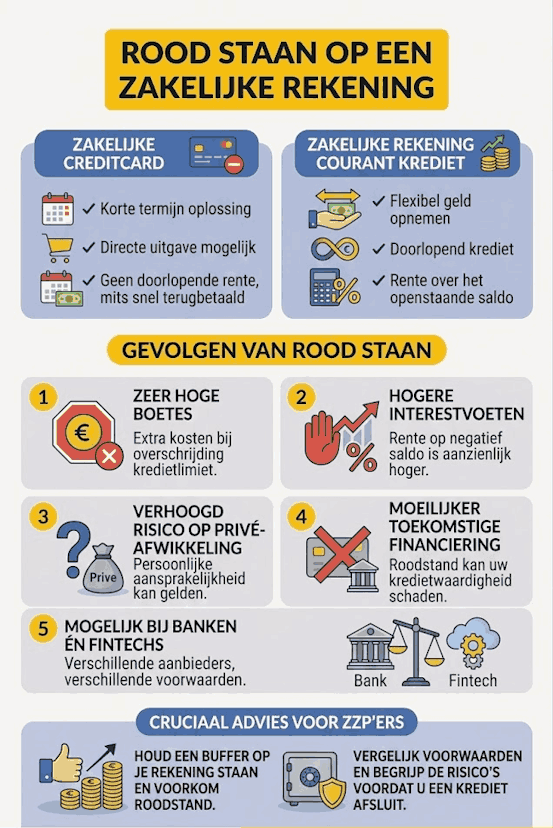 Rood staan op een zakelijke rekening