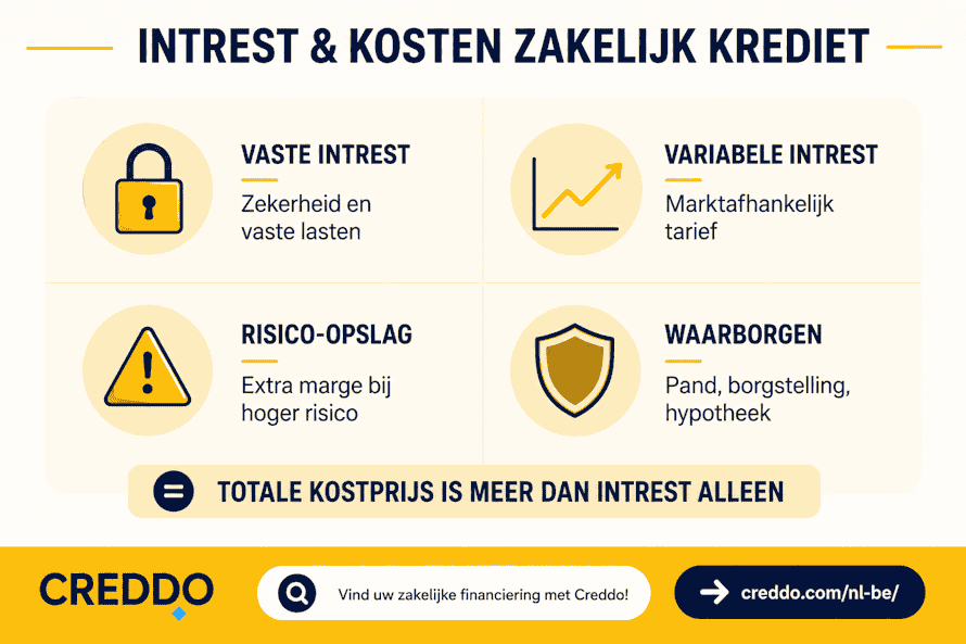 Zakelijk krediet rente en intrest - Creddo BE