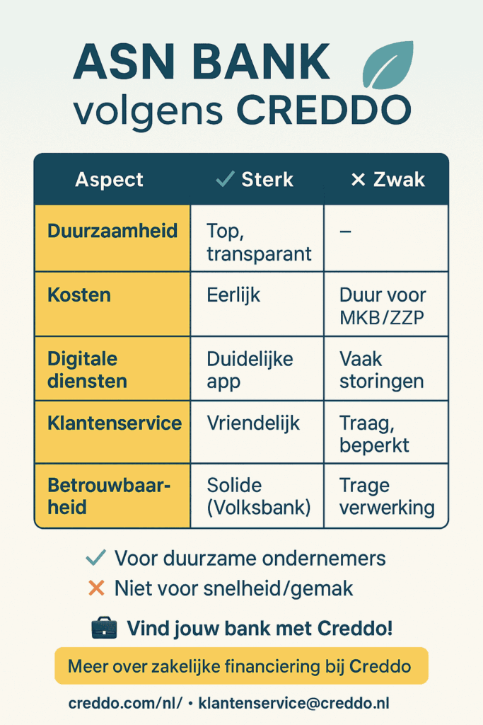 ASN Bank zakelijke financiering bij Creddo